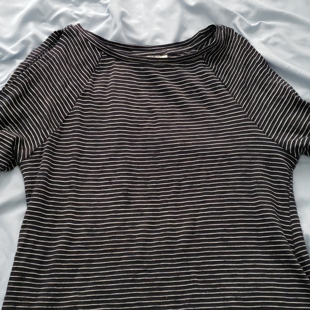 Ann Taylor Loft Navy Stripe Cold Shoulder Top XXS